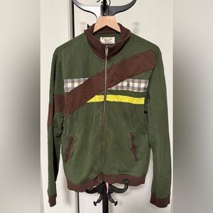 Used Men’s Original Penguin Green and Brown Front Zip Sweater